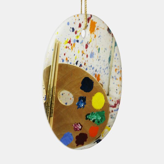 アーティス絵を描トの(ばちゃばちゃ)跳ねるとパレッ絵を描ト セラミックオーナメント (右)