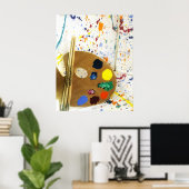 アーティス絵を描トの(ばちゃばちゃ)跳ねるとパレッ絵を描ト ポスター (ホームオフィス)