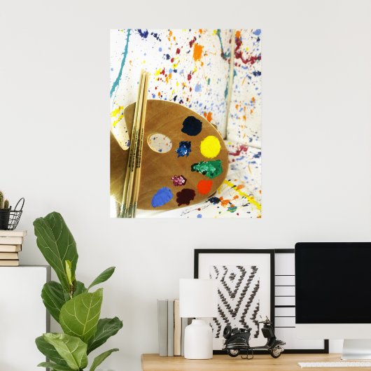 アーティス絵を描トの(ばちゃばちゃ)跳ねるとパレッ絵を描ト ポスター (ホームオフィス)