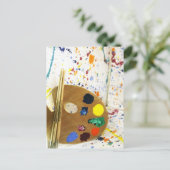 アーティス絵を描トの(ばちゃばちゃ)跳ねるとパレッ絵を描ト ポストカード (スタンド正面)