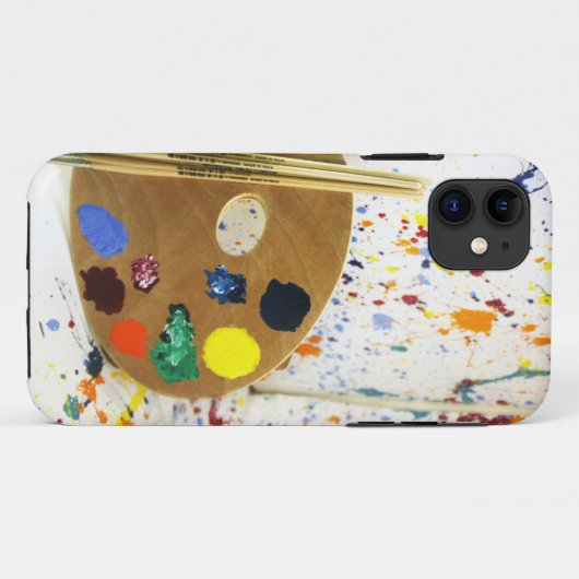 アーティス絵を描トの(ばちゃばちゃ)跳ねるとパレッ絵を描ト Case-Mate iPhoneケース (裏面(横))