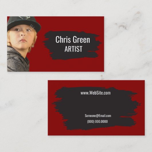アーティス絵を描トやアクター用ヘッドショットブラシテーマ 名刺 (正面/裏面)