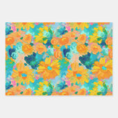 アーティス絵を描ラフラワーカラフルおもしろい花模様 ラッピングペーパーシート (正面2)