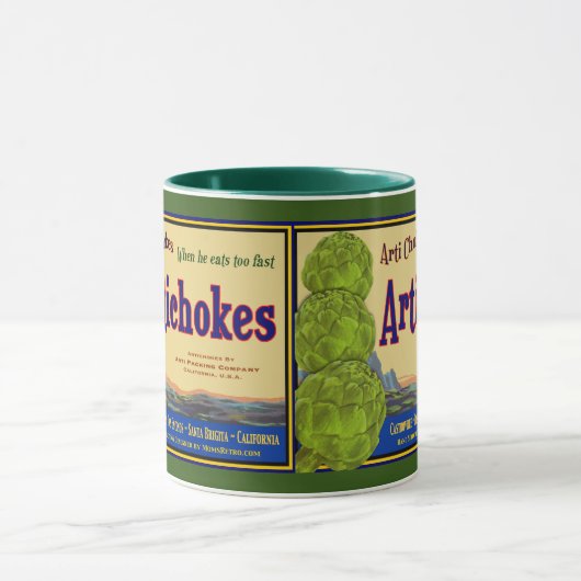 アーティチョークおもしろいヴィンテージクラートアートコーヒーマグ マグカップ (中央)