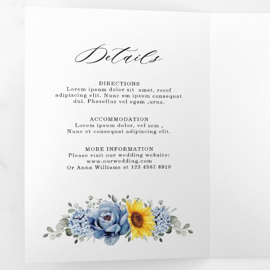 アーティチョークとヒマワリのウェディングペーパー 三つ折り案内状 (内部最初)