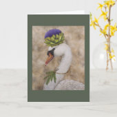 アーティチョークとローズマリーのグリーティングカード付き白鳥 カード (黄色い花)