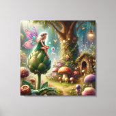 アーティチョークに座る妖精の魔法のイラスト キャンバスプリント (正面)