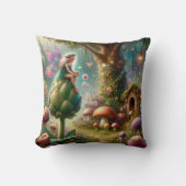 アーティチョークに座る妖精の魔法のイラスト クッション (正面)