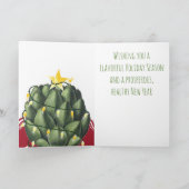 アーティチョークのクリスマスツリーの食品業者のシェフのケータリング シーズンカード (内部)