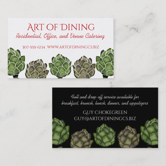 アーティチョークの野菜の食糧シェフのケイタリングビジネスカード 名刺 (正面/裏面)
