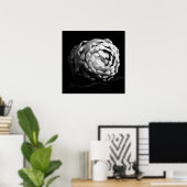 アーティチョーククローズアップ白黒フォト ポスター (ホームオフィス)