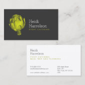 アーティチョークスクリーンプリントケータリングロゴ緑/灰色 名刺 (正面/裏面)