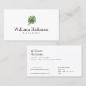 アーティチョークスクリーンプリントケータリングロゴ緑/白 名刺 (正面/裏面)