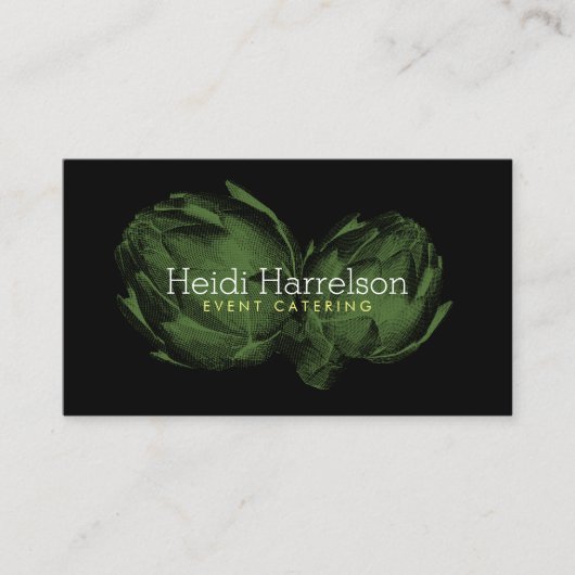 アーティチョークスクリーンプリントケータリング緑/黒 名刺 (正面)