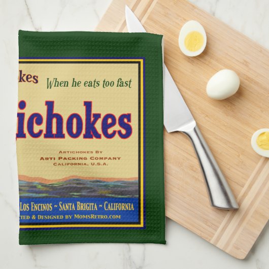 アーティチョークヴィンテージクラートアートキッチンタオル キッチンタオル (四つ折り)