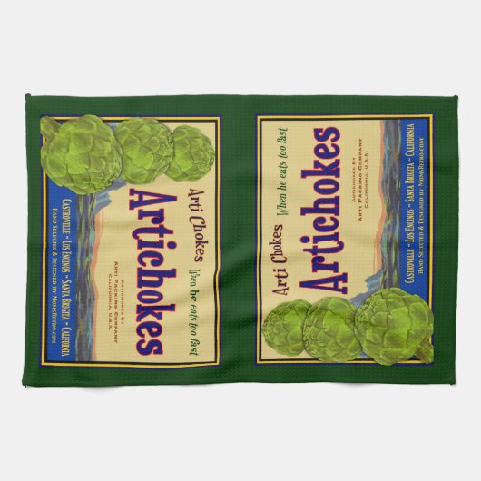 アーティチョークヴィンテージクラートアートキッチンタオル キッチンタオル (横)