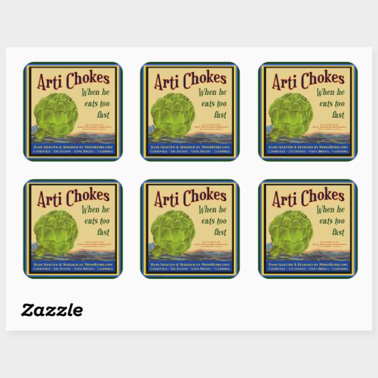 アーティチョークヴィンテージクラートアートステッカー スクエアシール (シート)