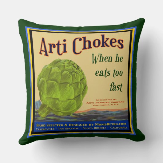 アーティチョークヴィンテージクレートアート枕 クッション (裏面)