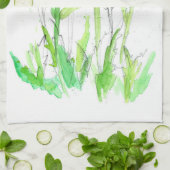 アーティチョーク植物園水彩植物園 キッチンタオル (折り畳み)