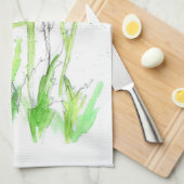 アーティチョーク植物園水彩植物園 キッチンタオル (四つ折り)