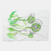 アーティチョーク植物園水彩植物園 キッチンタオル (横)