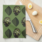 アーティチョーク植物植物植物模様 キッチンタオル (四つ折り)