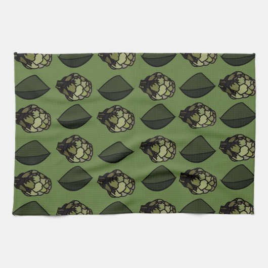 アーティチョーク植物植物植物模様 キッチンタオル (横)