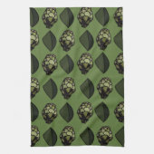 アーティチョーク植物植物植物模様 キッチンタオル (縦)