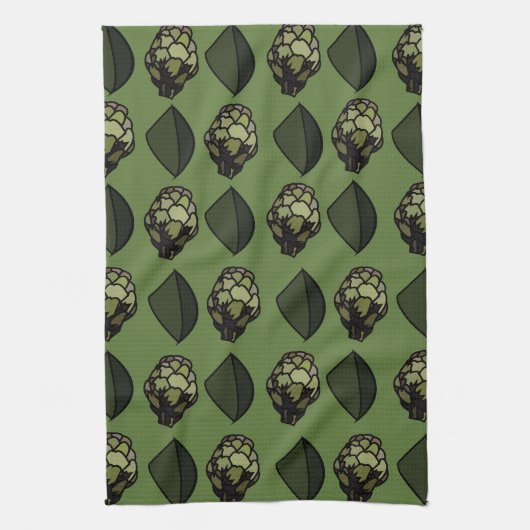 アーティチョーク植物植物植物模様 キッチンタオル (縦)