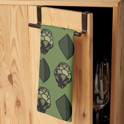 アーティチョーク植物植物植物模様 キッチンタオル (三つ折り)