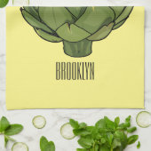 アーティチョーク漫画イラストレーション キッチンタオル (折り畳み)