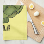 アーティチョーク漫画イラストレーション キッチンタオル (四つ折り)