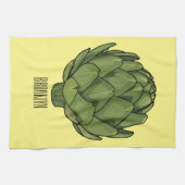アーティチョーク漫画イラストレーション キッチンタオル (横)