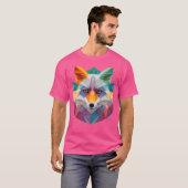 アーティックキツネパッチワークかわいい北極キツネ Tシャツ (正面フル)