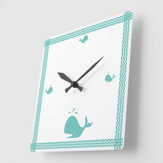 アーティックティール(緑がかった色)ブルーホエールストライプコース航海のタル スクエア壁時計 (傾斜)