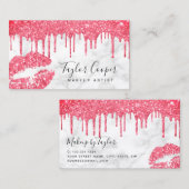 アーティモダンストを作る熱いピンクのグリッターの唇 名刺 (正面/裏面)