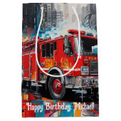 アーテポップ・アートのル・ファイア・トラック ミディアムペーパーバッグ (正面)