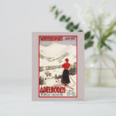 アーデルボーデンを眺める女性スキーヤーのポスター ポストカード (スタンド正面)
