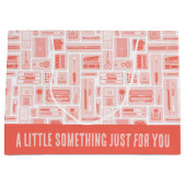 アートお洒落サプライズコーラルレッドパターンクリエイティブ ラージペーパーバッグ (正面)