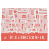 アートお洒落サプライズコーラルレッドパターンクリエイティブ ラージペーパーバッグ (裏面)