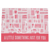 アートお洒落サプライズピンクパターンクリエイティブ ラージペーパーバッグ (正面)