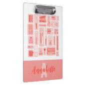 アートお洒落供給コーラルレッドパターンモノグラム クリップボード (右)