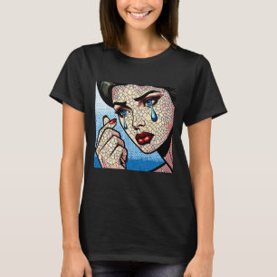 アートかわいらしポップ・アートの漫画悲しい涙の女 Tシャツ