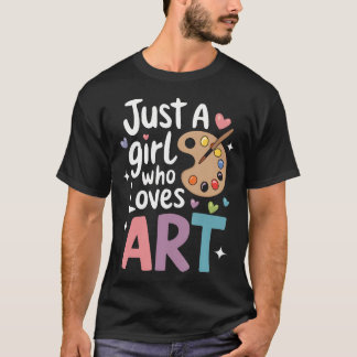 アートが大好きな女の子にぴったり!キュートなバックトゥスクールデザイン Tシャツ