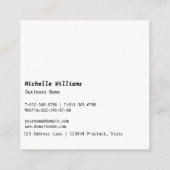 アートでシックで黒い及び白人のまつげデザイナー スクエア名刺 (裏面)