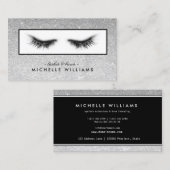 アートでシックな銀製のグリッターのまつげデザイナー 名刺 (正面/裏面)