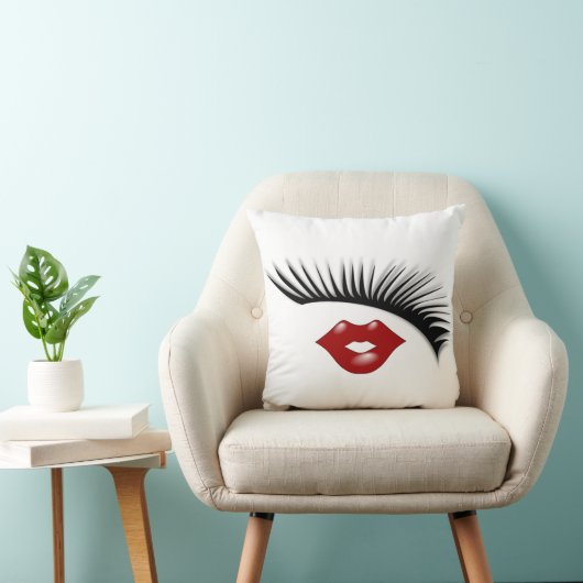 アートでフェミニンでシックなまつげ及び唇デザイナー クッション (椅子)