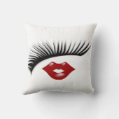 アートでフェミニンでシックなまつげ及び唇デザイナー クッション (裏面)