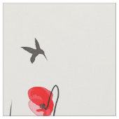 アートで赤いケシおよびハチドリ ファブリック (クローズアップ)