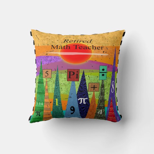 アートで退職したな数学の教師の枕は"番号を付けます森林"に クッション (裏面)